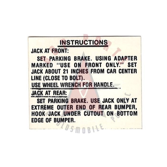 
1959 1960 Pontiac Jacking Instruction Decal 
