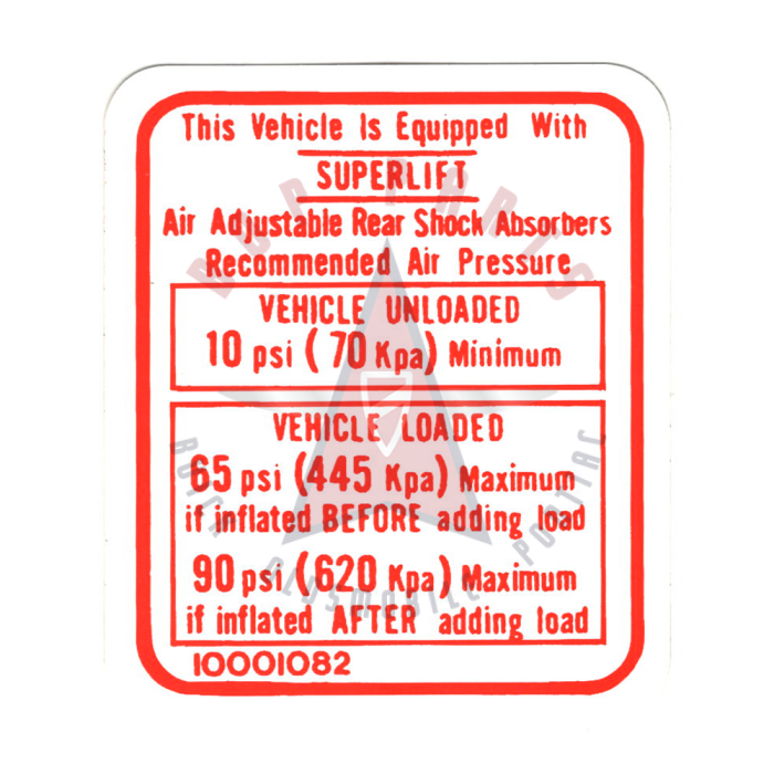 1980 1981 Pontiac X-Body Models Air Shock Instruction Decal