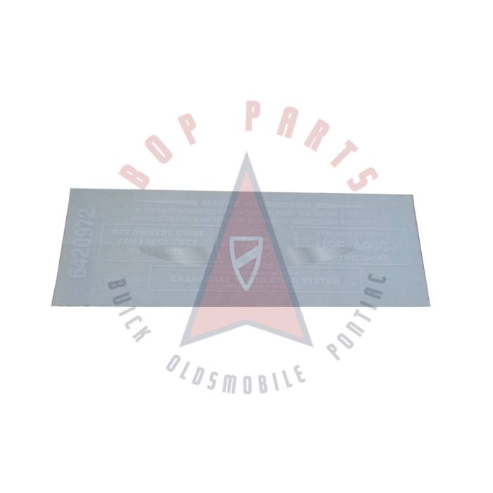 1965 1966 Pontiac 389 V8 and 428 V8 Engine (See Details) Air Cleaner Service Instruction Decal - White
