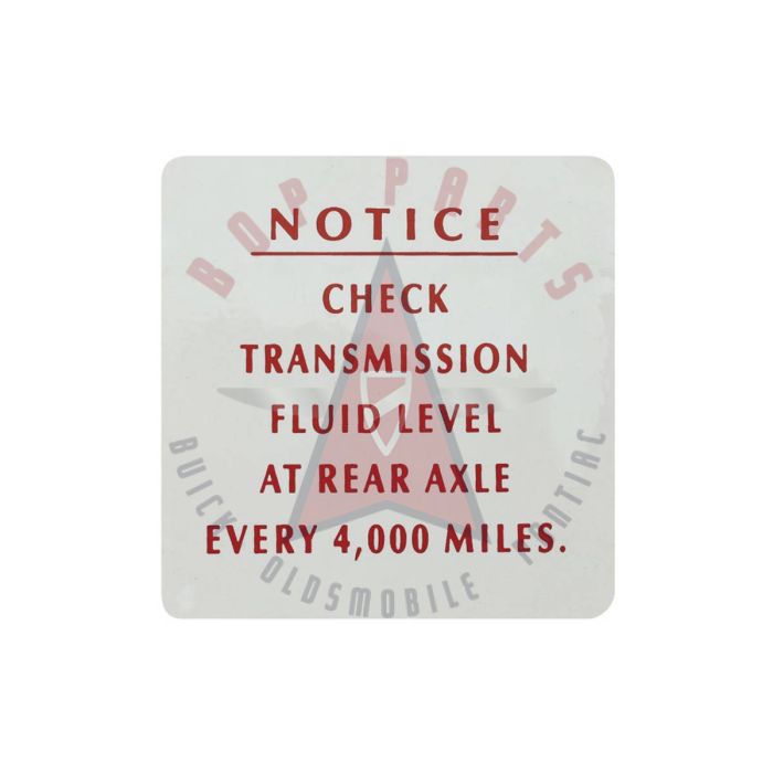 1962 1963 Pontiac Tempest Transmission Notice Decal