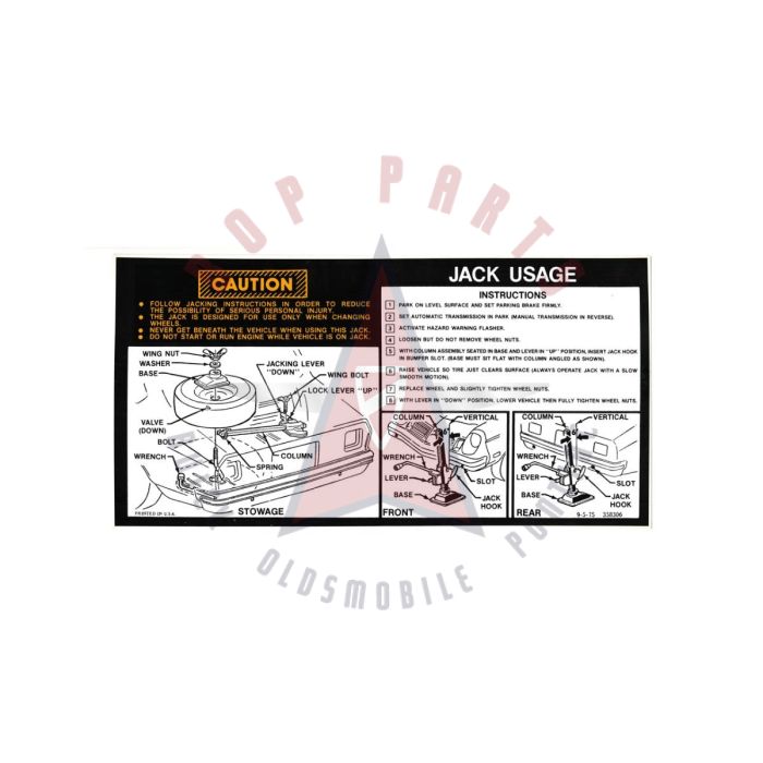 
1976 1977 Pontiac Astre Jacking Instruction Decal 
