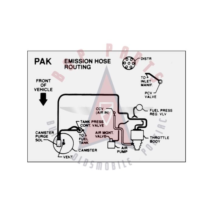 
1992 Pontiac Firebird 3.1 Liter Engine Models WITH Manual Transmission (See Details) PAK Emission Routing Decal 
