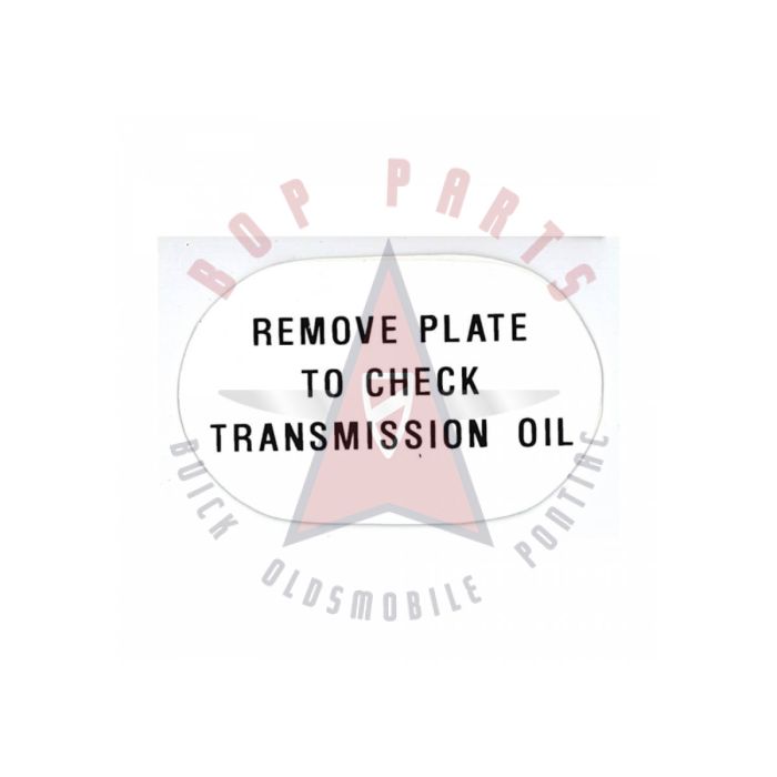 
1963 Pontiac Tempest (See Details) Automatic Transmission Check Trunk Plug Decal
