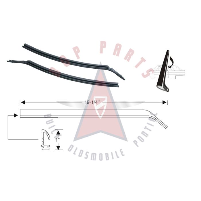 1967-1968 Buick, Oldsmobile, and Pontiac (See Details) Side Window Leading Edge Rubber Weatherstrips 1 Pair