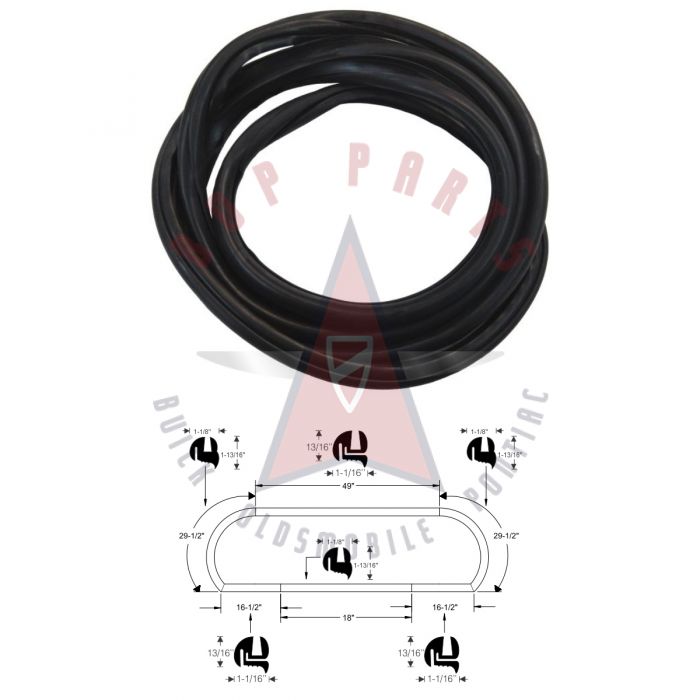 1955 1956 Buick And Oldsmobile (See Detail) Windshield Rubber Weatherstrip 
