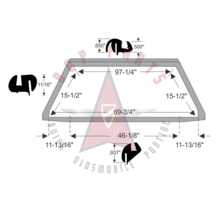 1961 Buick Electra and Oldsmobile (See Details) 4-Door 4-Window Hardtop Rear Window Rubber Weatherstrip