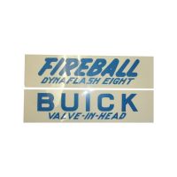 1946 1947 Buick Valve Cover Decal Fireball Valve-In-Head Dynaflash Eight - Blue (2 Pieces)
