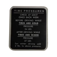 1948 1449 1950 Buick Tire Pressure Decal