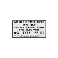 1953 1954 1955 1956 1957 1958 1959 Buick Oil Filter Lid Decal - Black