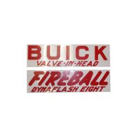 1948-1953 Buick Valve Cover Decal Fireball Valve-In-Head Dynaflash Eight - Red (2 Pieces)