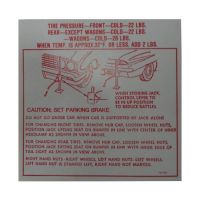 1962 Buick Special Jacking Instruction Decal 