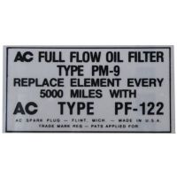 1949 1950 1951 1952  1953 1954 1955 1956 1957 1958 1959 Oldsmobile Oil Filter Canister Type PF-122 Decal
