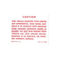 
1964 1965 Pontiac (See Details) Limited Slip Differential Caution Decal
