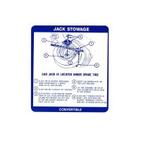 1967 Pontiac Tempest, LeMans, and GTO Convertible Jack Stowage Instruction Decal 