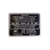 1941 1942 1946 1947 1948 Buick (Dry Style) Air Cleaner Instruction Decal