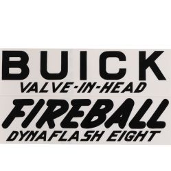 1942 Buick Valve Cover Decal Fireball Valve-In-Head Dynaflash Eight - Black (2 Pieces)