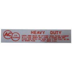 1954 1955 1956 Oldsmobile (See Details) Air Cleaner Service Instructions Decal